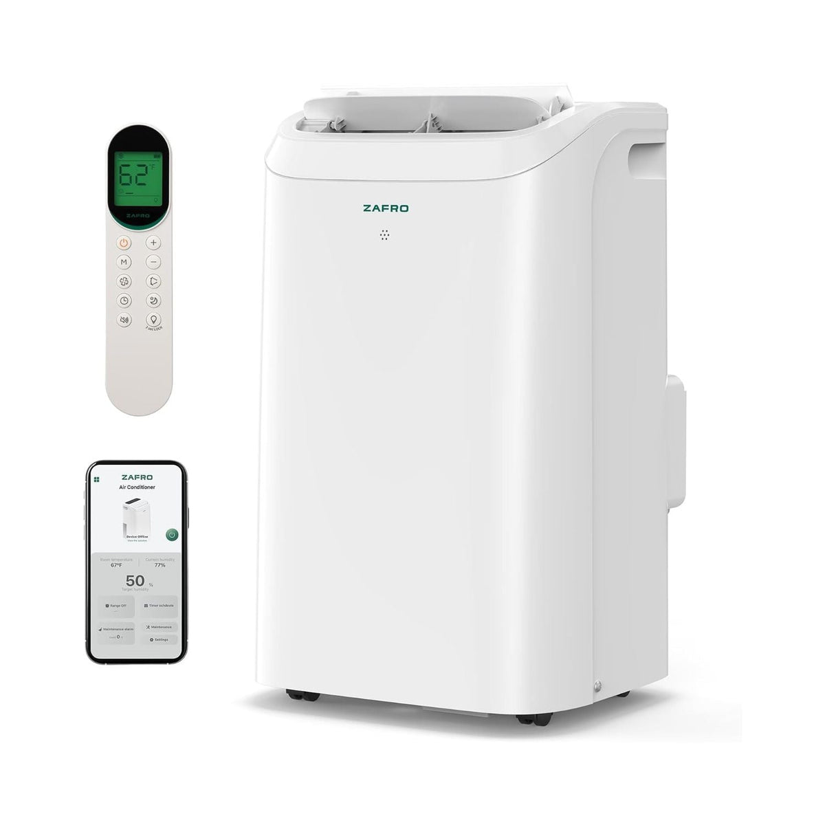 ZAFRO 12,000 BTU (8,000 BTU SACC) Smart Portable Air Conditioner Cools Up To 400 sq. ft.