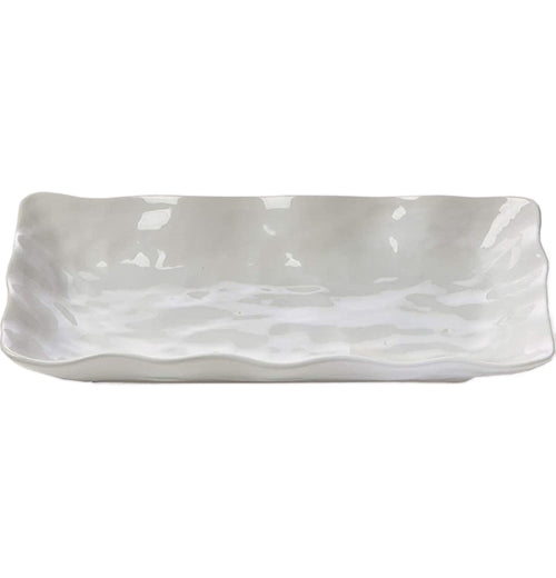Small Wavy Ceramic Serving Platter – White